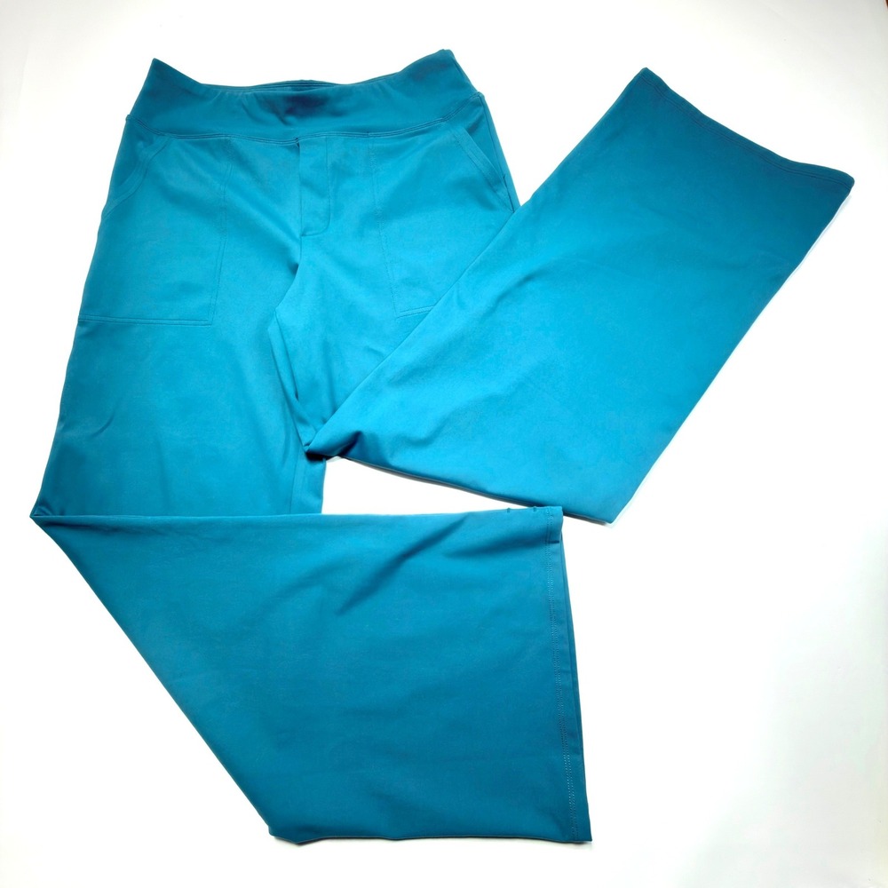 G4Free Wide Leg Yoga Pants Women's Large 31" Inseam Turquoise Pull On Stretch